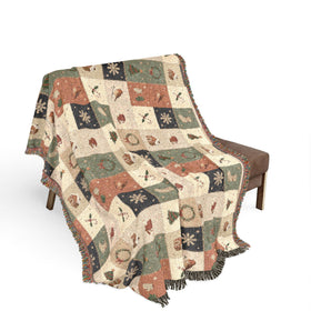 Christmas Patchwork Woven Cotton Throw Blanket