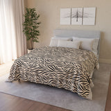 Black Ecru Zebra Print Fleece Sherpa Blanket