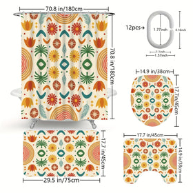 Geometric Floral Waterproof Bathroom Set