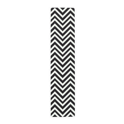 Elegant Black and White Stripe Table Runner - CEZBE
