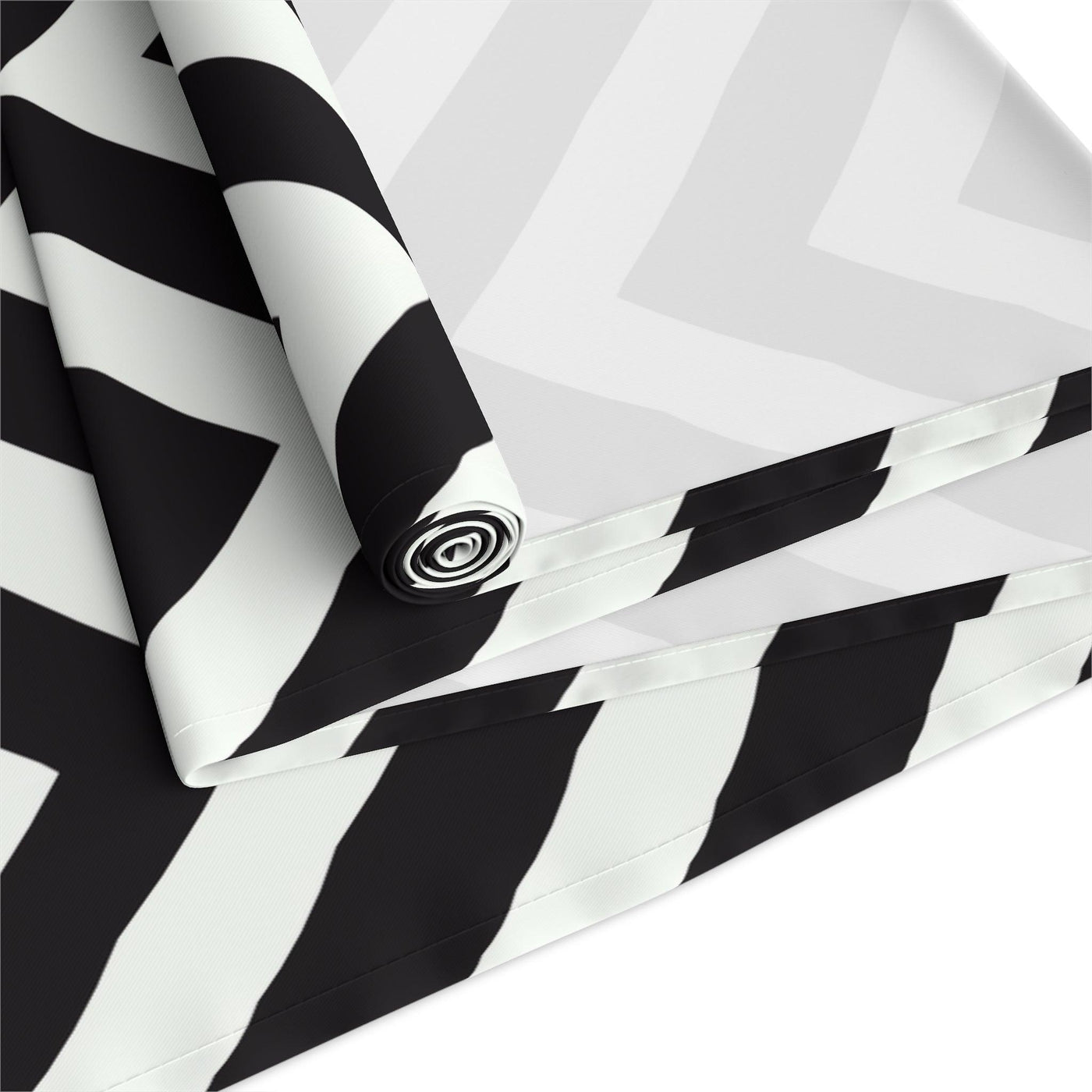 Elegant Black and White Stripe Table Runner - CEZBE