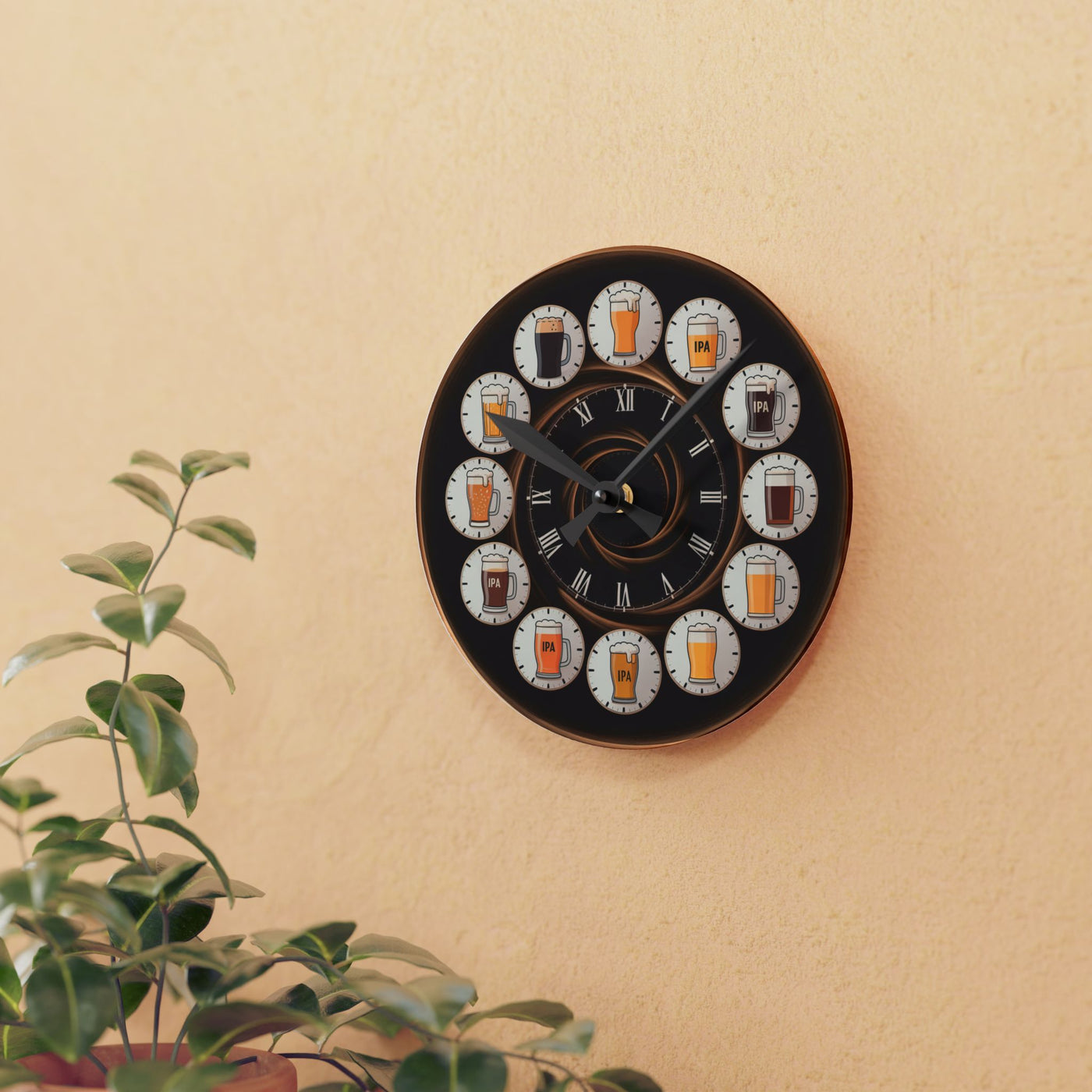 Beer O'clock Pub Wall Clock Office Decor Man Cave