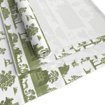 Green Toile French Country Pattern Table Runner - CEZBE