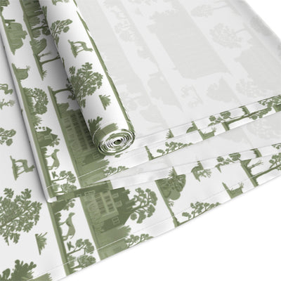 Green Toile French Country Pattern Table Runner - CEZBE