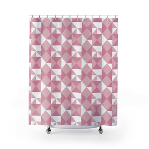 Pink Geometrical Pattern Shower Curtain - CEZBE