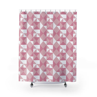 Pink Geometrical Pattern Shower Curtain - CEZBE