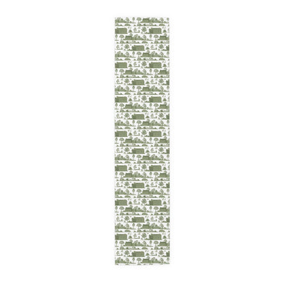 Green Toile French Country Pattern Table Runner - CEZBE
