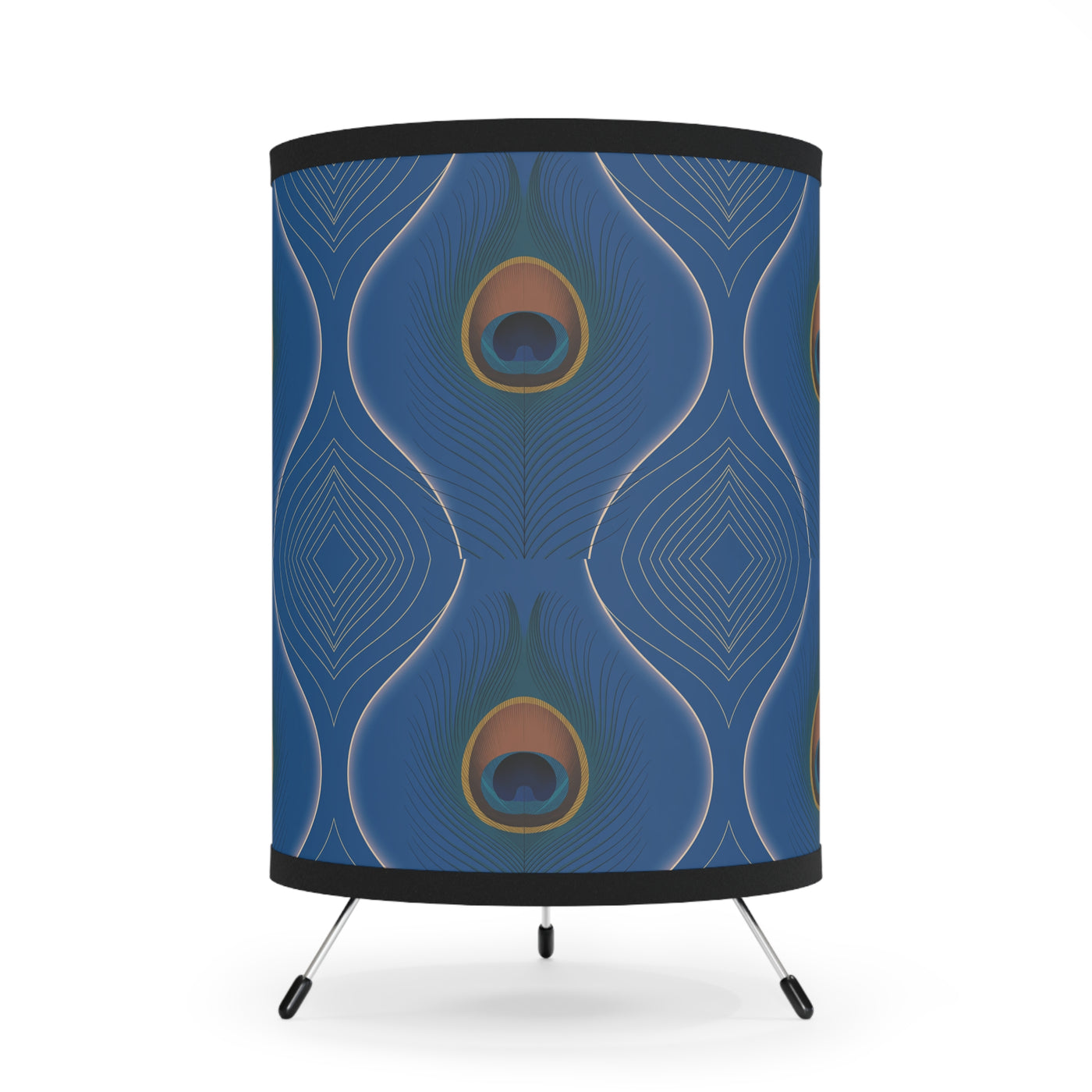 Tripod Lamp - Peacock Feather Bohemian Design