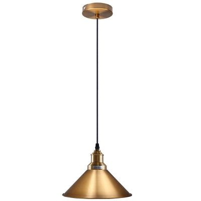 Industrial Vintage single ceiling Pendant Lighting Metal cone Yellow Brass Lampshade E27 UK Holder~3814-6