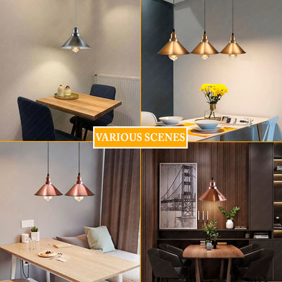 Industrial Vintage single ceiling Pendant Lighting Metal cone Yellow Brass Lampshade E27 UK Holder~3814-2