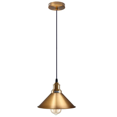 Industrial Vintage single ceiling Pendant Lighting Metal cone Yellow Brass Lampshade E27 UK Holder~3814-5