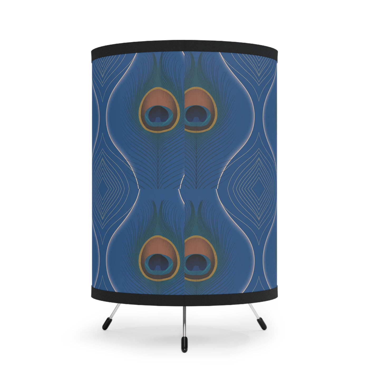 Tripod Lamp - Peacock Feather Bohemian Design