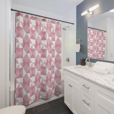 Pink Geometrical Pattern Shower Curtain - CEZBE