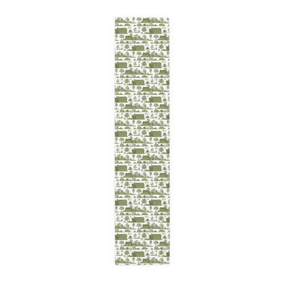 Green Toile French Country Pattern Table Runner - CEZBE