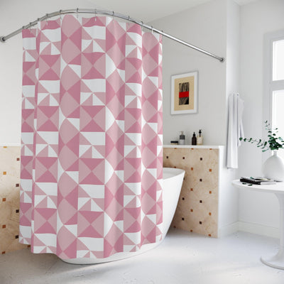 Pink Geometrical Pattern Shower Curtain - CEZBE