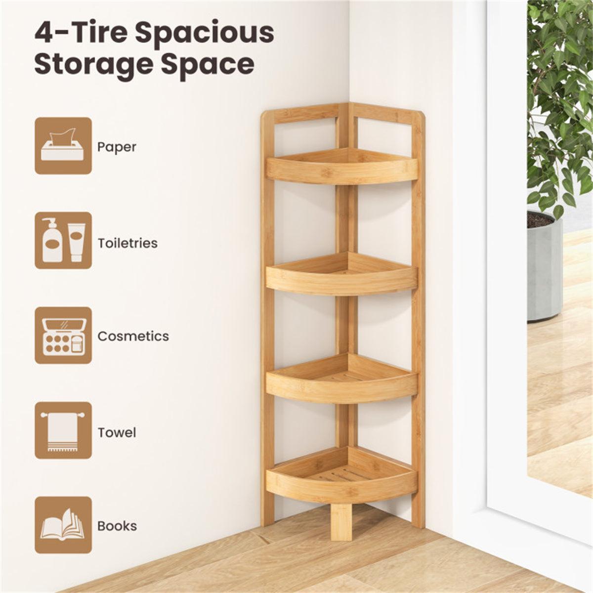Bamboo Bathroom Storage Rack with 4 layers - CEZBE