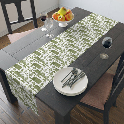 Green Toile French Country Pattern Table Runner - CEZBE