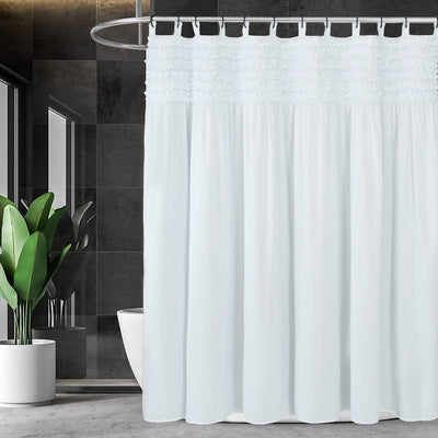 Farmhouse Ruffle Shower Curtain Girly Fabric Bathroom Curtain 72''x72'' - CEZBE