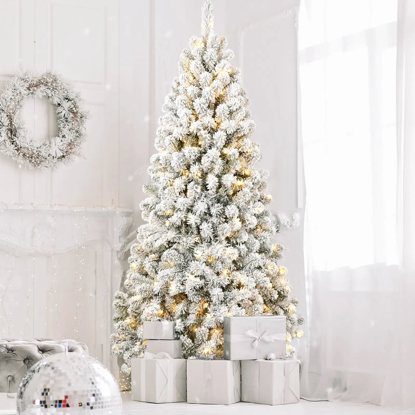 The 6-foot Pre-installed Flocked Christmas Tree