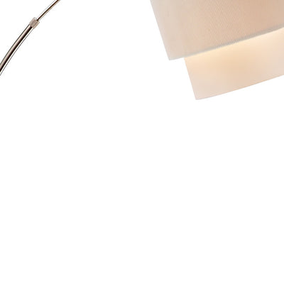 71" Silver Adjustable Arched Floor Lamp With White And Natural Fabric Drum Shade-3