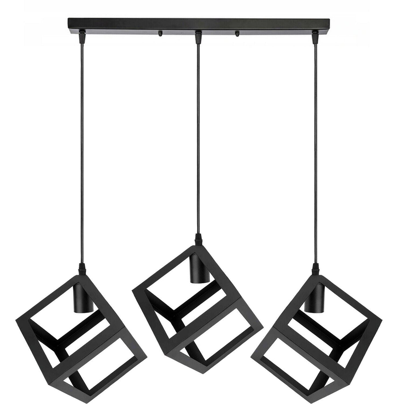 3 Cluster Pendant Light in Black Square Shape -8