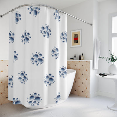 Bubble Blue White Shower Curtains - CEZBE