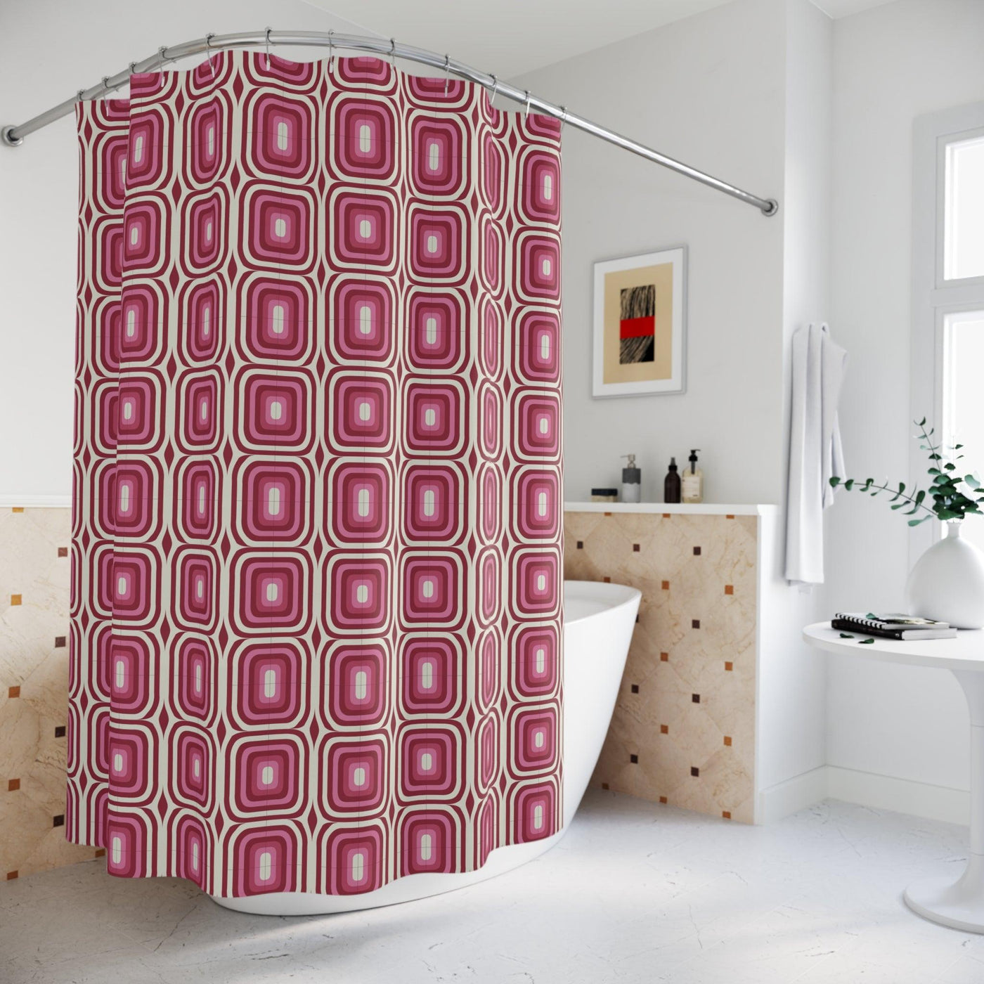 Magenta Modern Bathroom Decor Shower Curtains - CEZBE