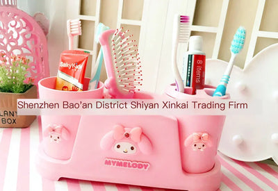 Cartoon Cat Toothbrush and Mug Set with Holder