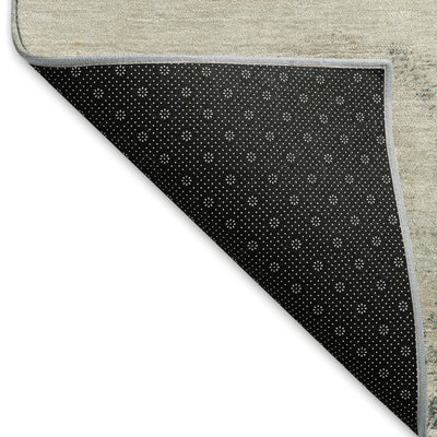 8' Beige Khaki And Ivory Round Abstract Washable Indoor Outdoor Area Rug