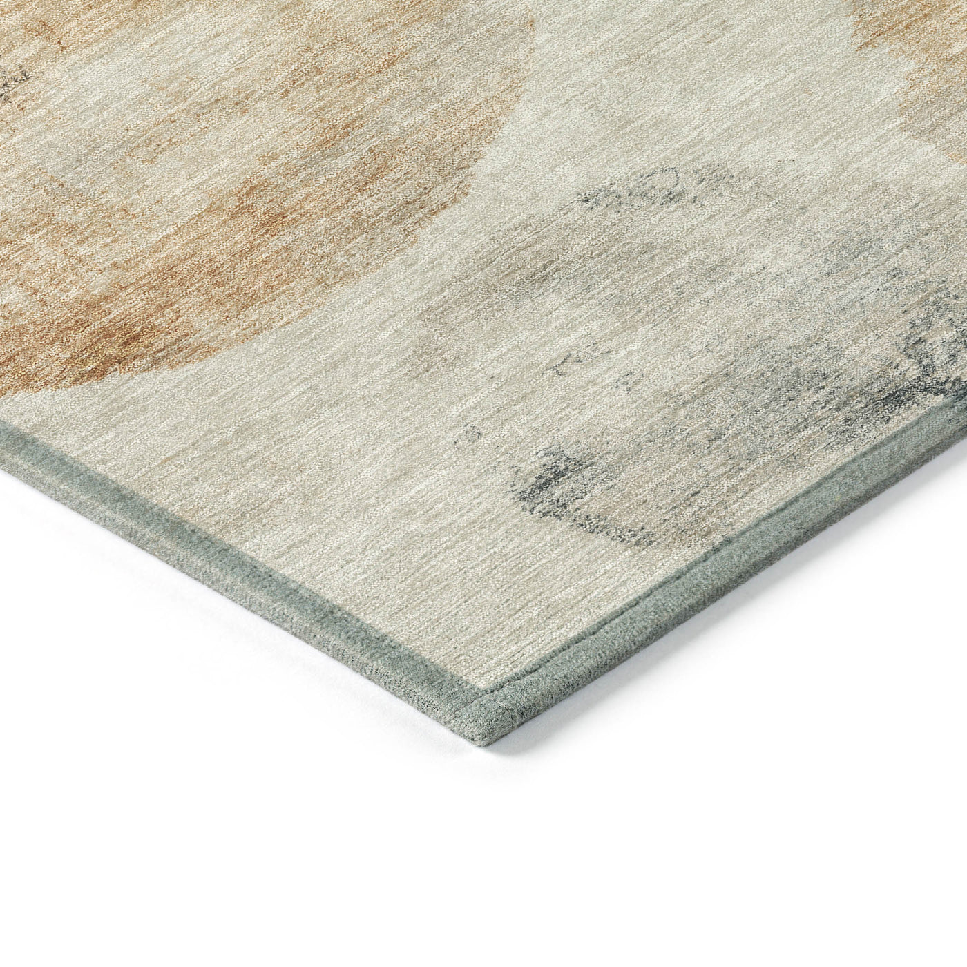 8' Beige Khaki And Ivory Round Abstract Washable Indoor Outdoor Area Rug