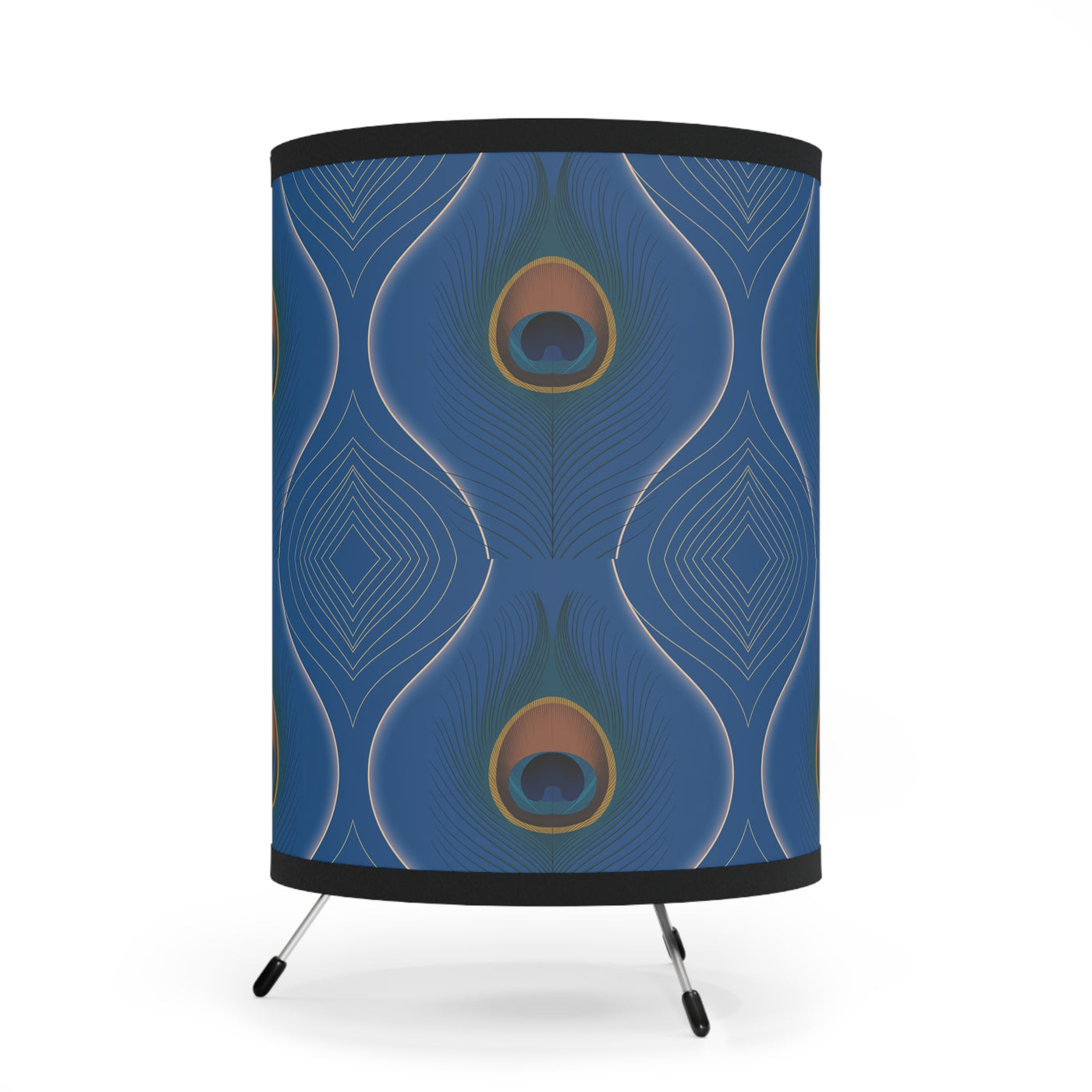 Tripod Lamp - Peacock Feather Bohemian Design