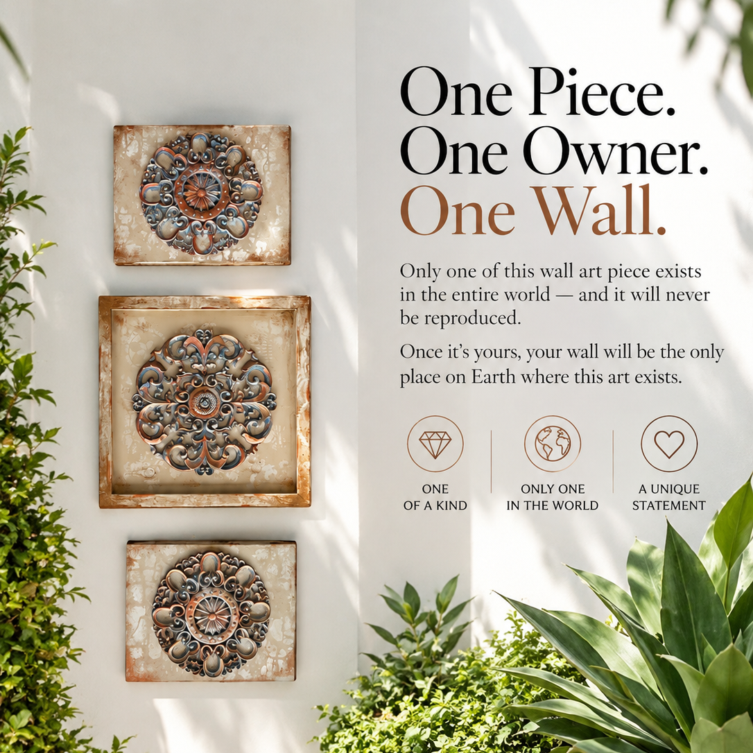 Unique 3 Piece Hand Painted Wooden Abstract Wall Art Set-