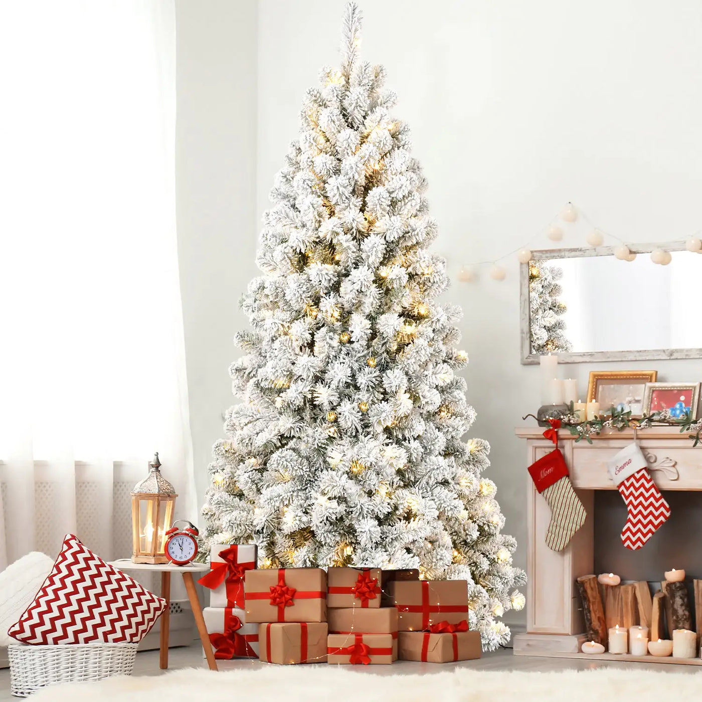 The 6-foot Pre-installed Flocked Christmas Tree