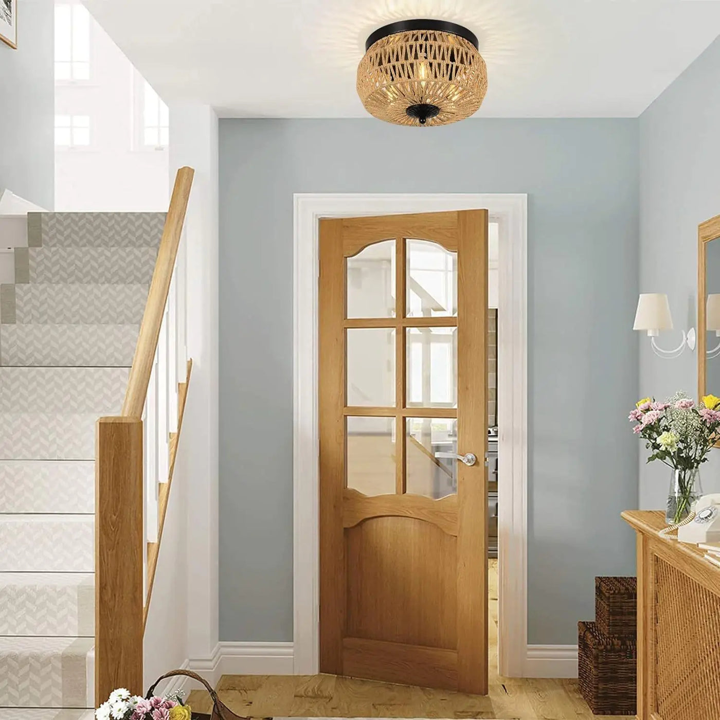 Rattan Trio Chandelier