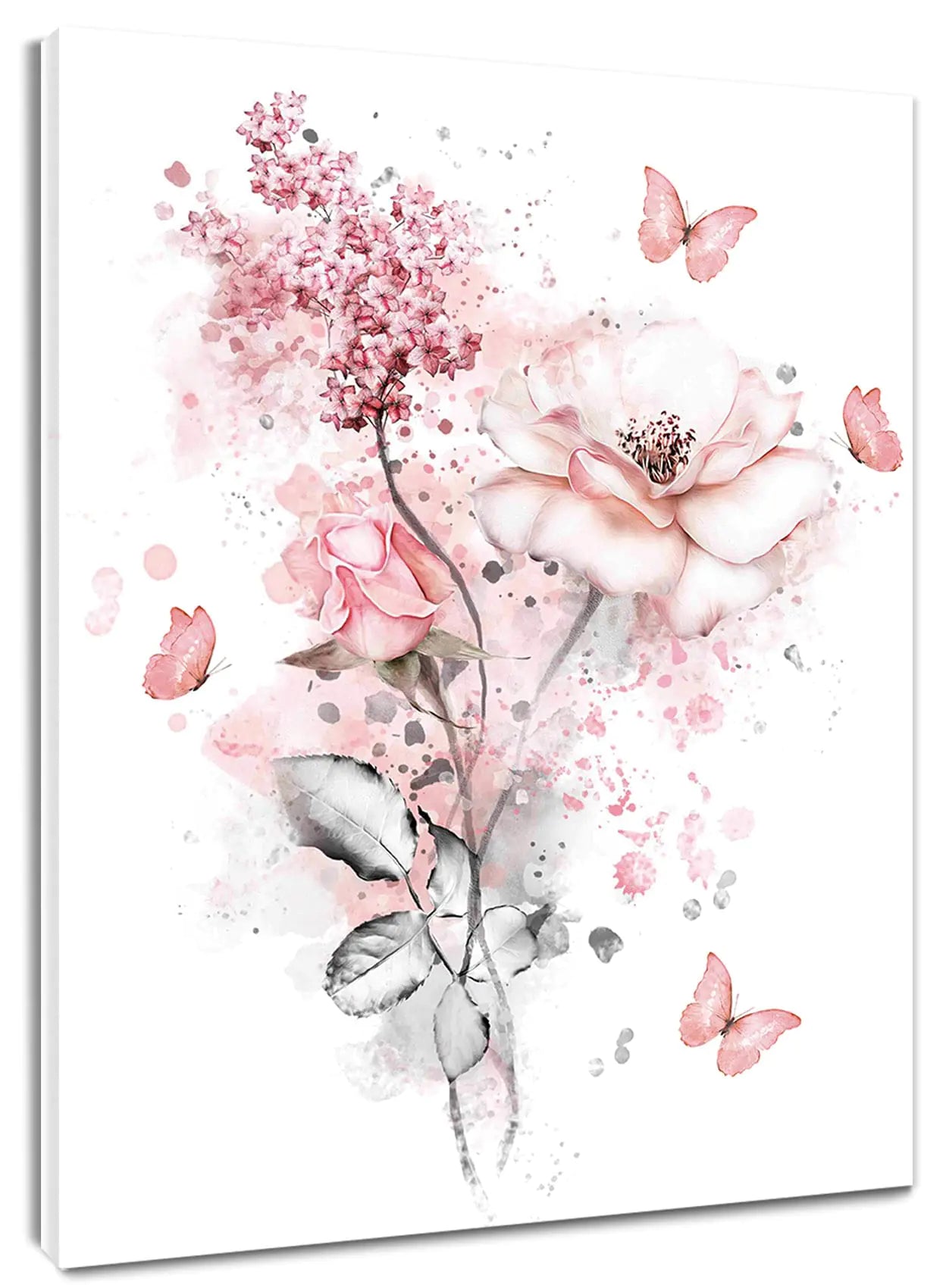 Pink Bloom Butterfly Canvas Art