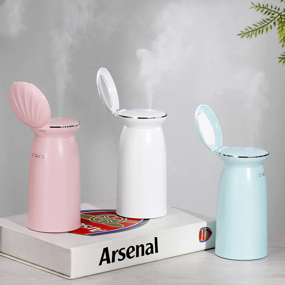 Compact USB Shell Humidifier & Mirror