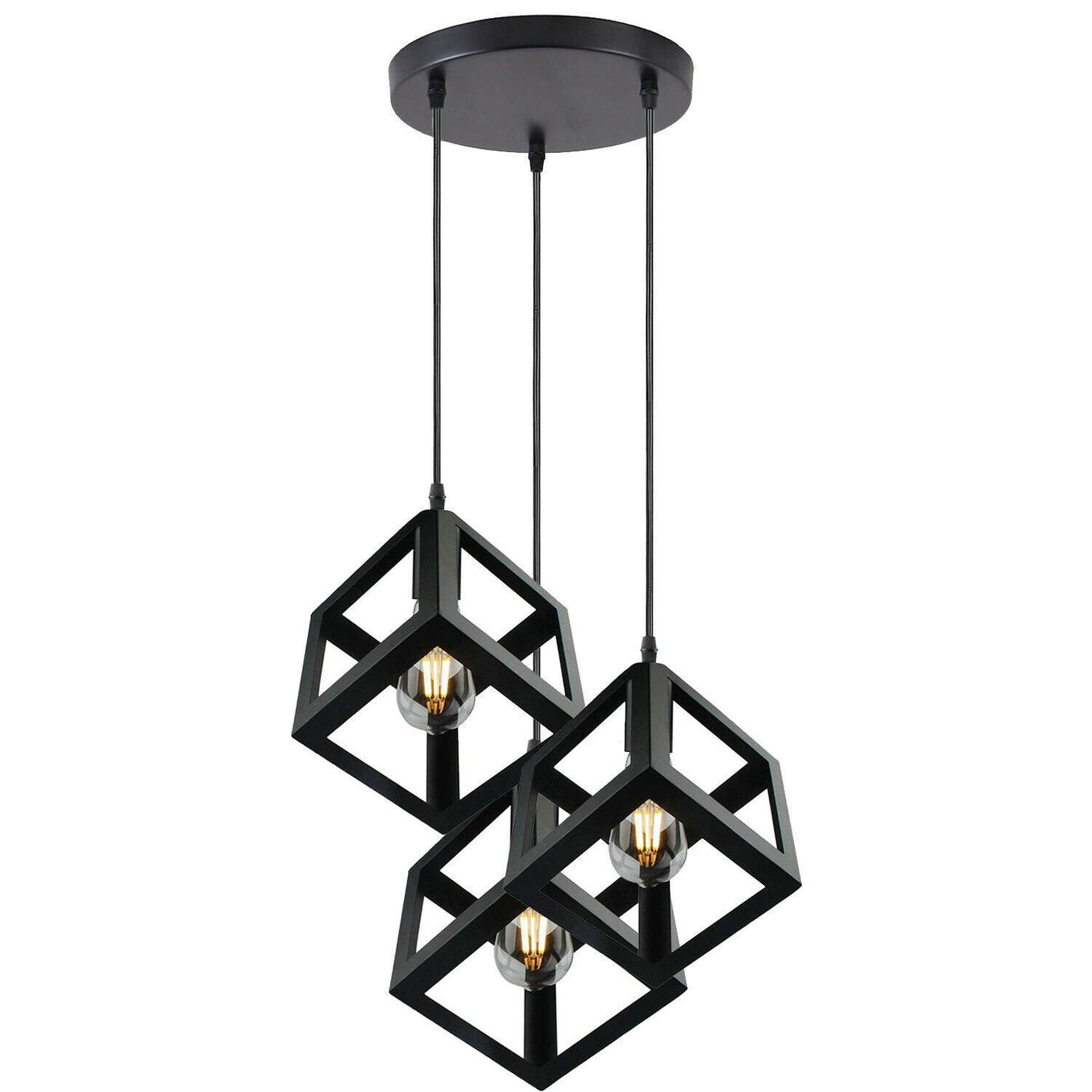3 Cluster Pendant Light in Black Square Shape -6