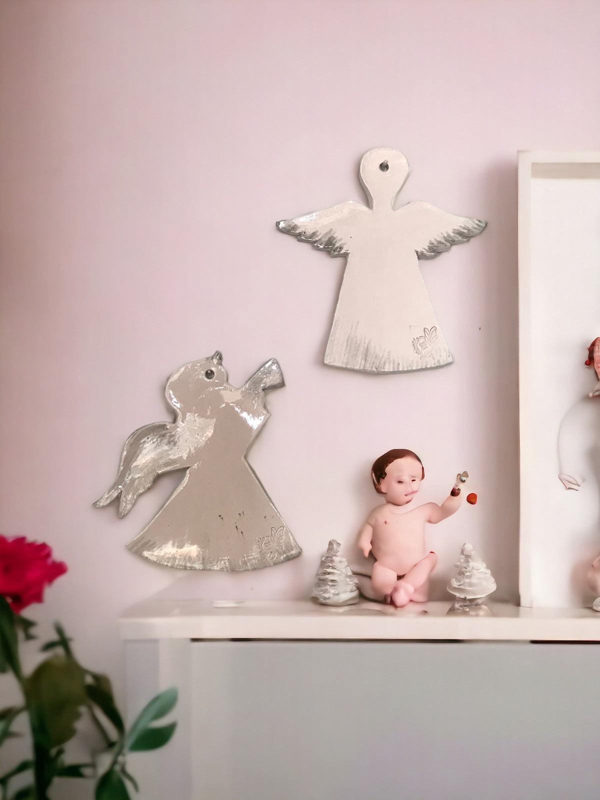 Ceramic Nursery Wall Decor, Angel, 2 pcs - CEZBE