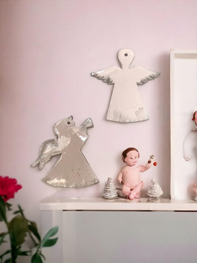 Ceramic Nursery Wall Decor, Angel, 2 pcs - CEZBE
