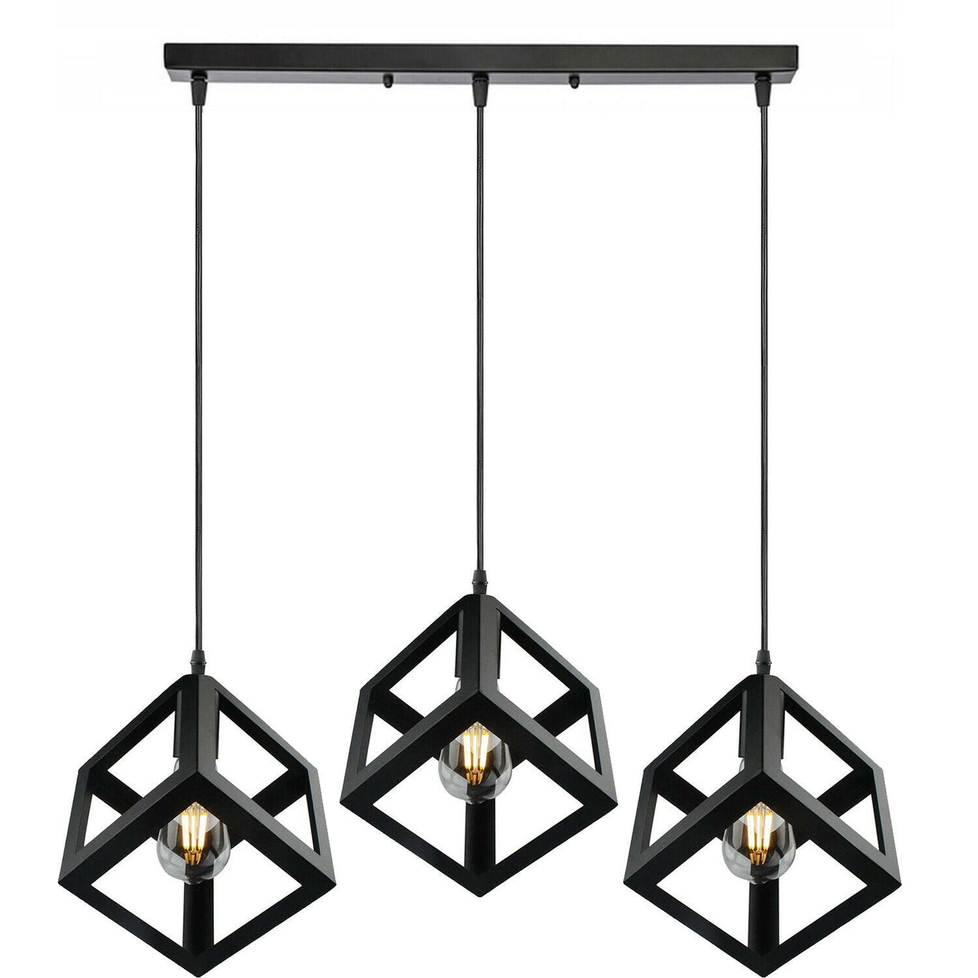 3 Cluster Pendant Light in Black Square Shape -7