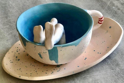 Ceramic Coffee Mug, 2 pcs-Happy Feet - CEZBE