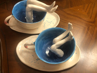 Ceramic Coffee Mug, 2 pcs-Happy Feet - CEZBE
