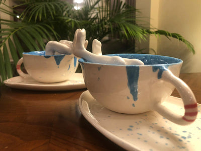 Ceramic Coffee Mug, 2 pcs-Happy Feet - CEZBE