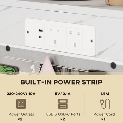 HOMCOM C-Shaped Side Table with Charging Station